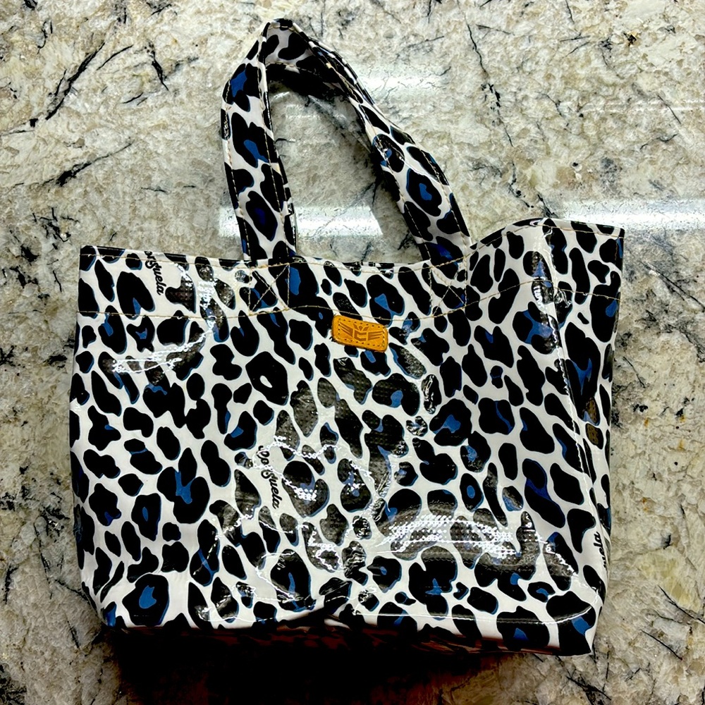 Consuela Blue Jag Mini Tote Bag Purse Leopard Print